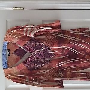 Apt. 9 Orange and Purple Patterned Top